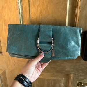 Elegant Teal Leather Clutch